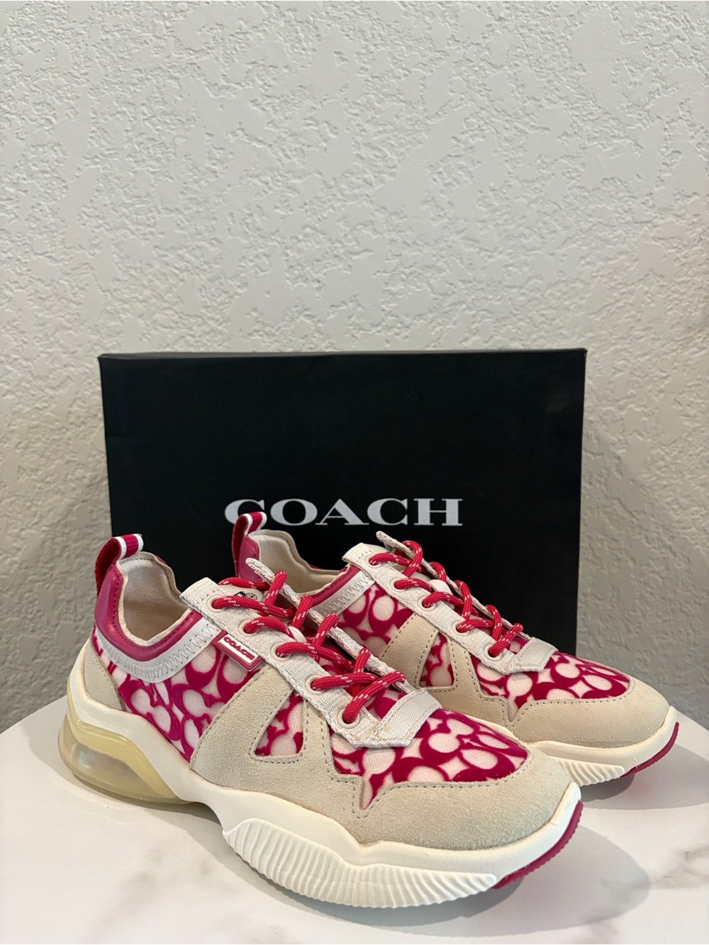 Coach Women’s Pink Hyacinth Citysole Signature Lace-Up Sneakers Size 6 NWT